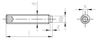 Винт установочный с цапфой, внутренний шестигранник ИСО 4028 (ДИН 915) А2 M 2,5X16 -  магазин крепежа  «a2a4»