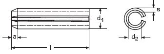 Штифт цилиндрический пружинный с прорезью с 2-мя фасками (ИСО 8752) ДИН 1481 1.4310 2,5X8 -  магазин крепежа  «a2a4»