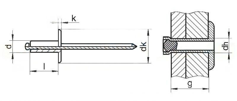 Заклепка вытяжная Эльнар ИСО 15983 (ДИН 7337) А2/А2 3,2X14 -  магазин крепежа  «a2a4»